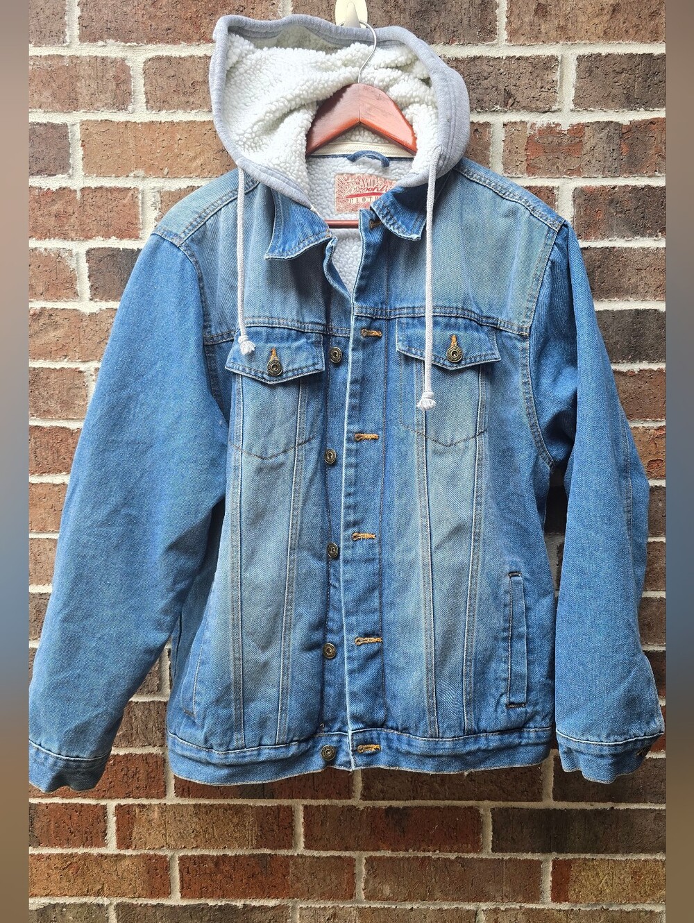 Trademark Brooklyn Clothing Co Denim Sherpa Lined Hooded Jacket Size Large